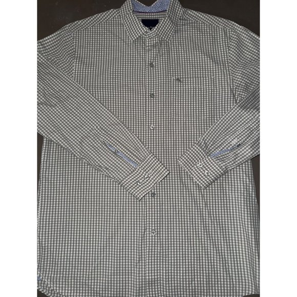 Tommy Bahama men's grey‎ checkered long sleeve button down shirt size med - Picture 1 of 7
